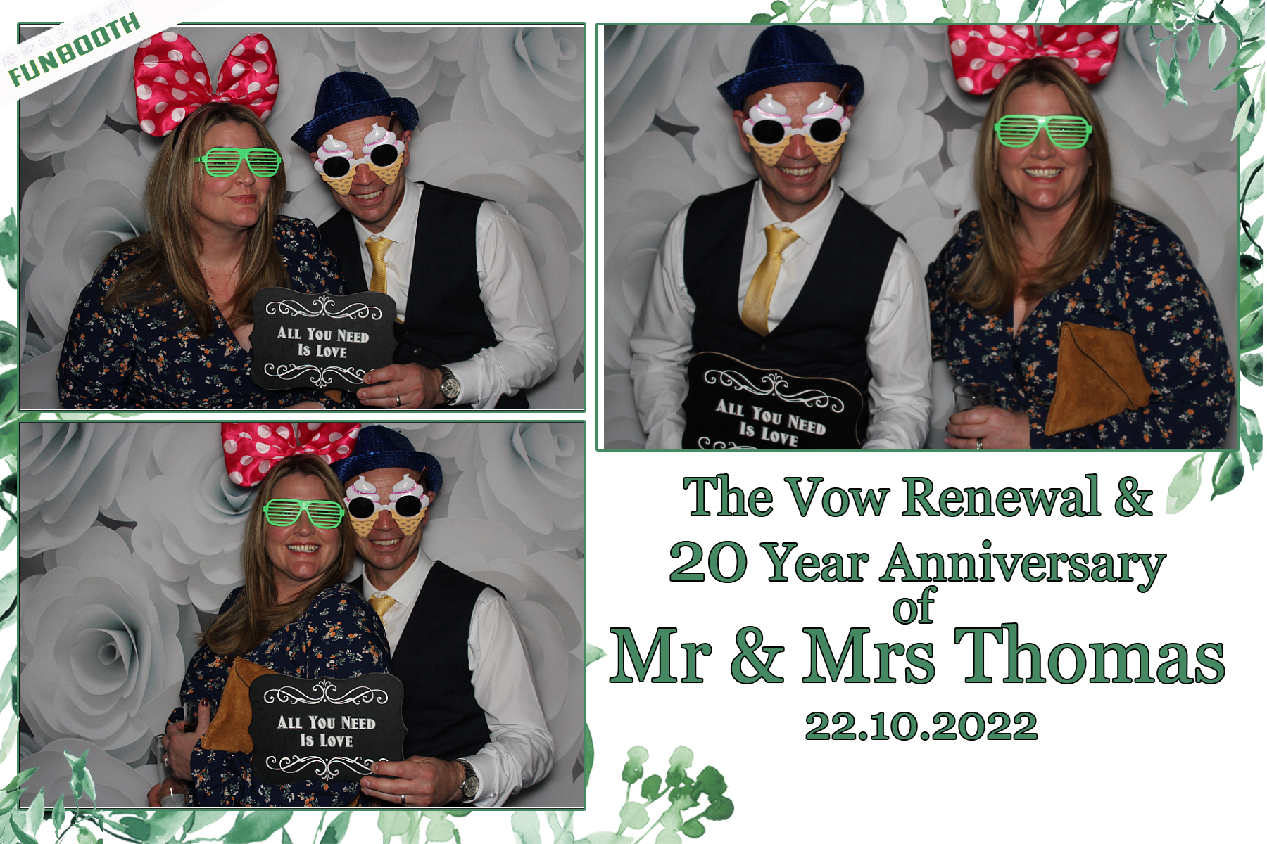 20th Anniversary and Vow Renewal for Mr & Mrs Thomas | View more photos from the event at gallery.funbooth.uk.com/u/FunboothLTD1/20th-Anniversary-and-Vow-Renewal-for-Mr-Mrs-Thomas