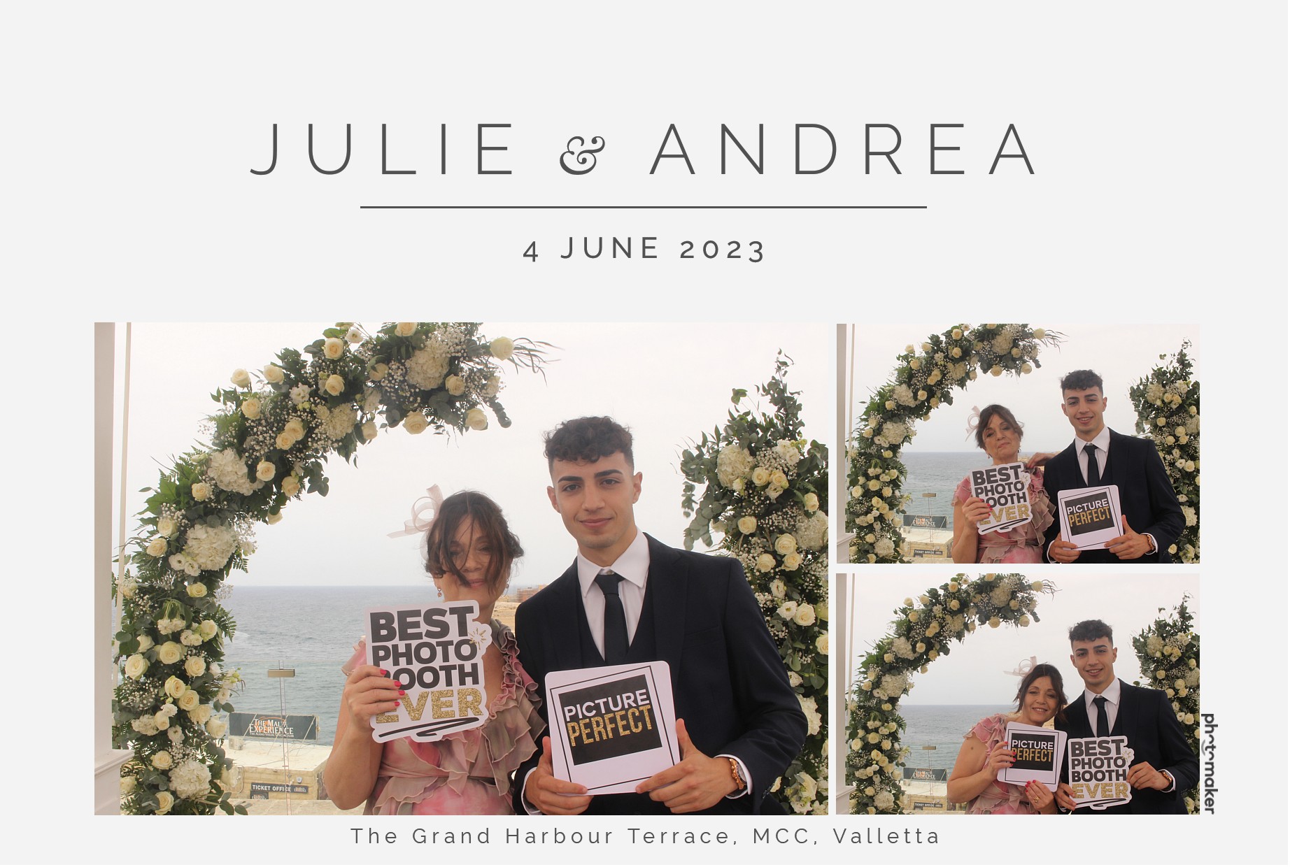 Julie & Andrea's Wedding | View more photos from the event at gallery.photomakerphotobooth.com.mt/u/PhotomakerMalta/Julie-Andreas-Wedding