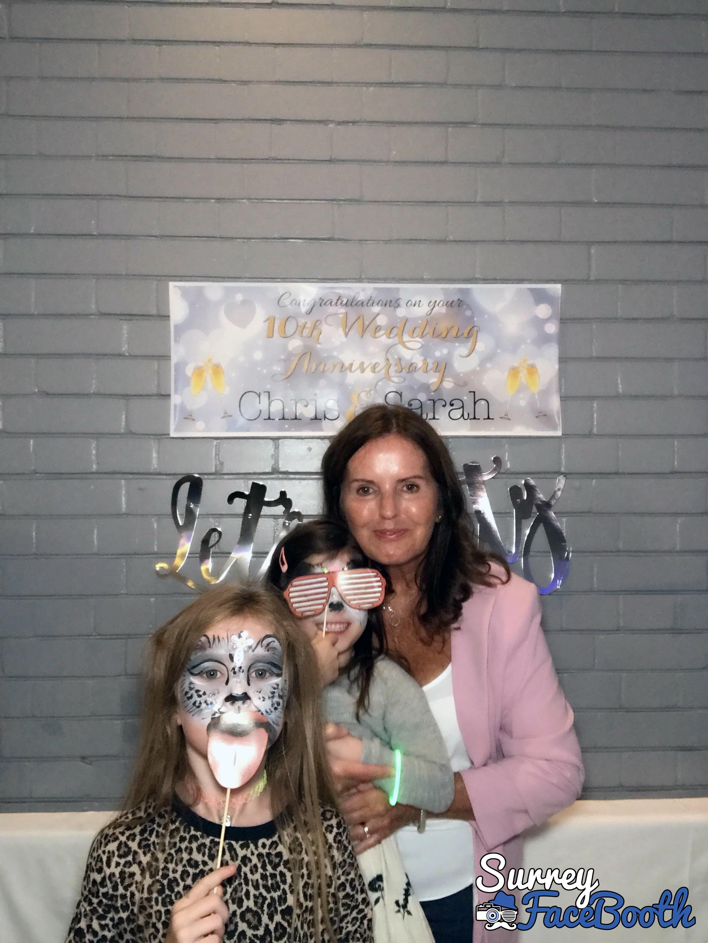 Chris & Sarah's 10th Wedding Anniversary | View more photos from the event at galleries.surreyfacebooth.co.uk/u/Surrey-FaceBooth/Chris-Sarahs-10th-Wedding-Anniversary