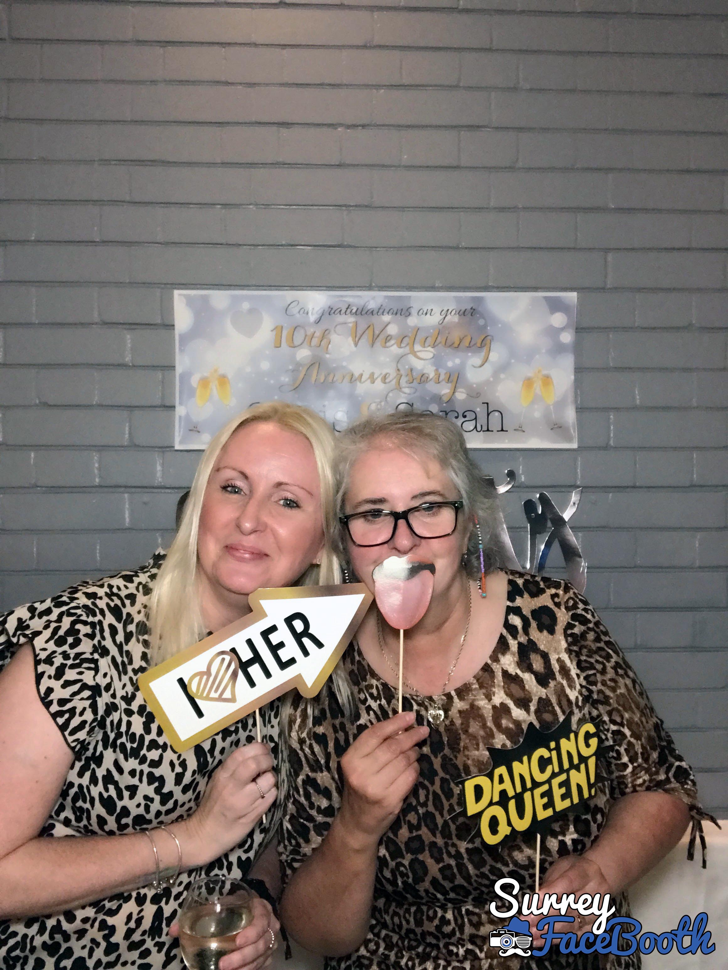 Chris & Sarah's 10th Wedding Anniversary | View more photos from the event at galleries.surreyfacebooth.co.uk/u/Surrey-FaceBooth/Chris-Sarahs-10th-Wedding-Anniversary