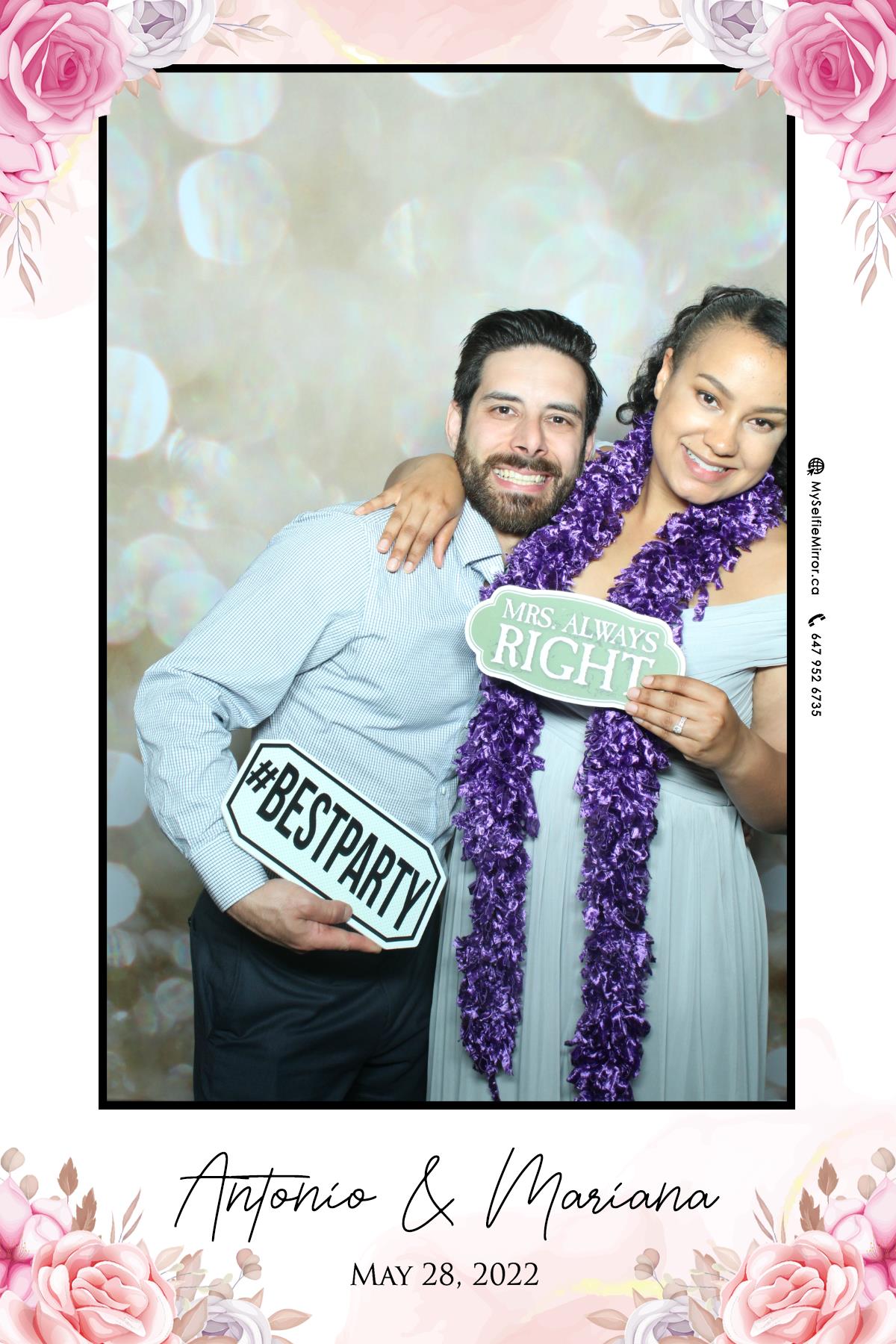 Mariana & Tony | View more photos from the event at gallery.myselfiemirror.ca/u/romanmyselfiemirrorca/Mariana-Tony